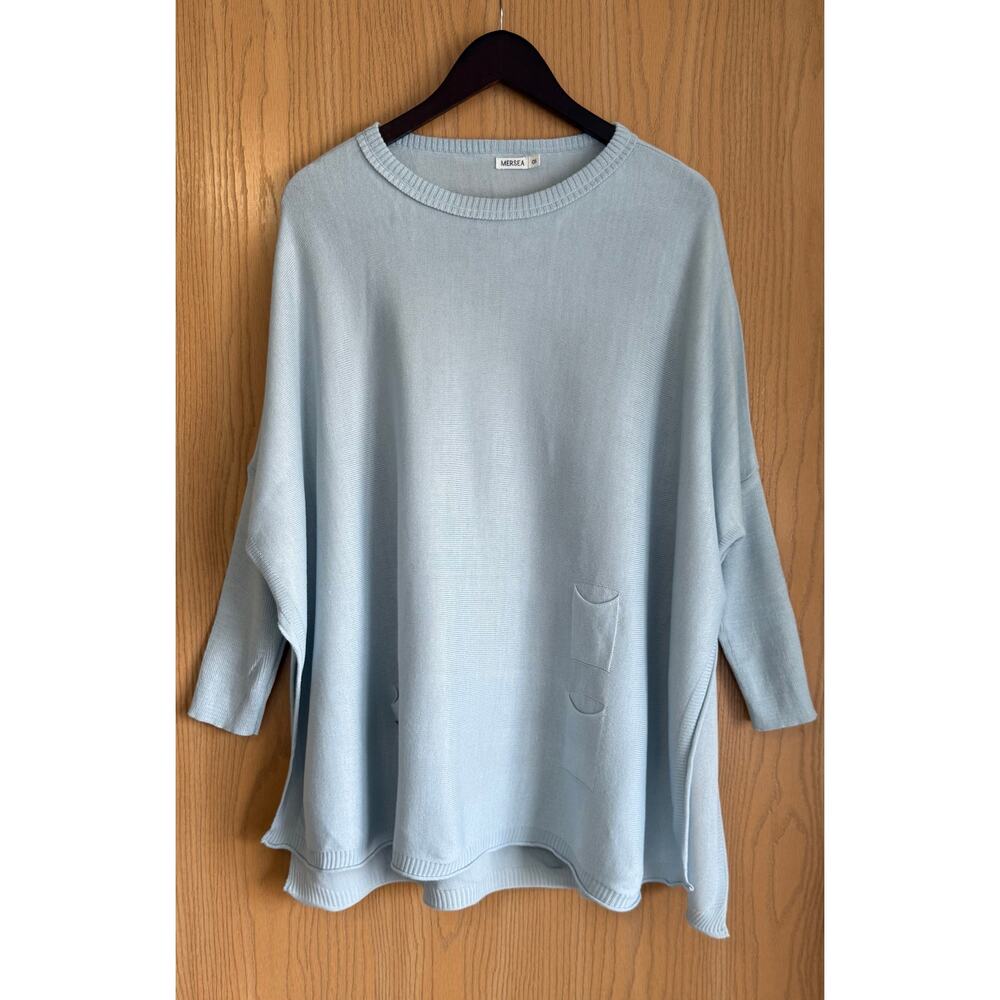 Mersea | Women’s O/S | Sky Blue Catalina Crewneck Sweater | Resortwear Flowy